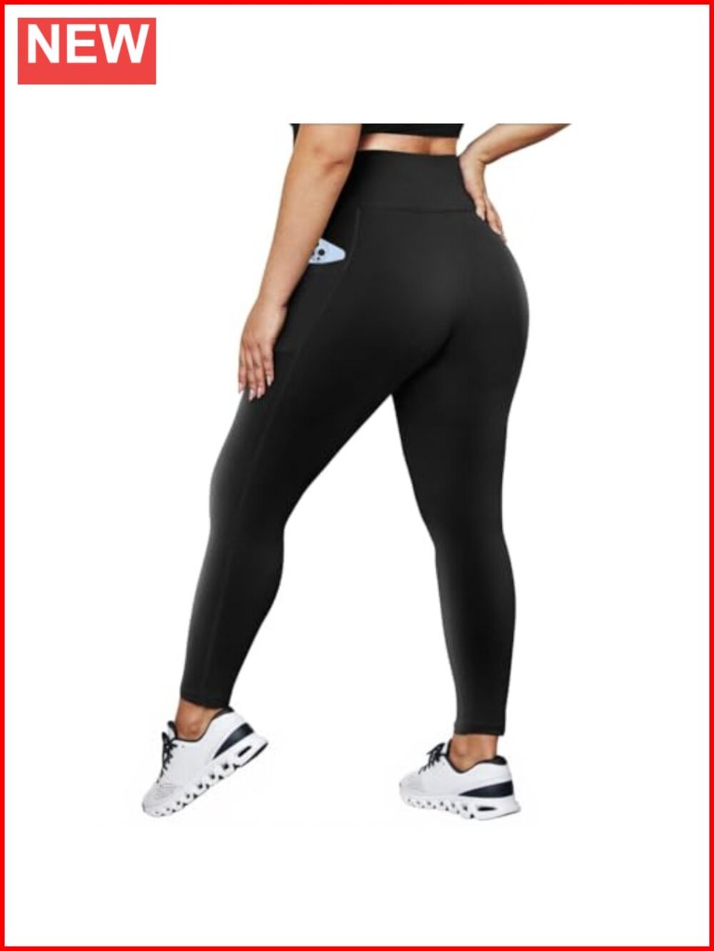 Plus Size High Waist Yoga Leggings with Side Pockets, Tummy Control Workout